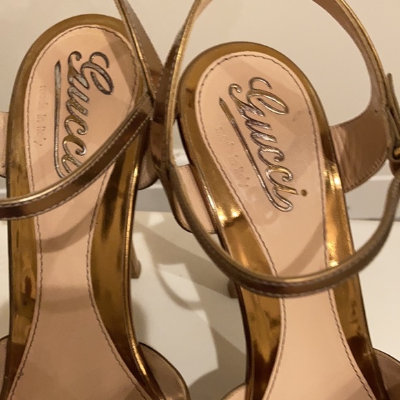 Gucci leather copper wooden platform. - Picture 3 of 7